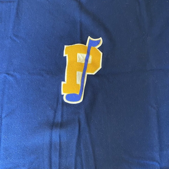 Blanket Gold P With Music Note High School Letterman Blanket Band Music Blue VTG - Picture 1 of 6